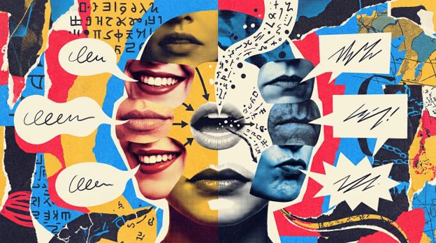 Alt text: Colorful collage of diverse faces, <a href=